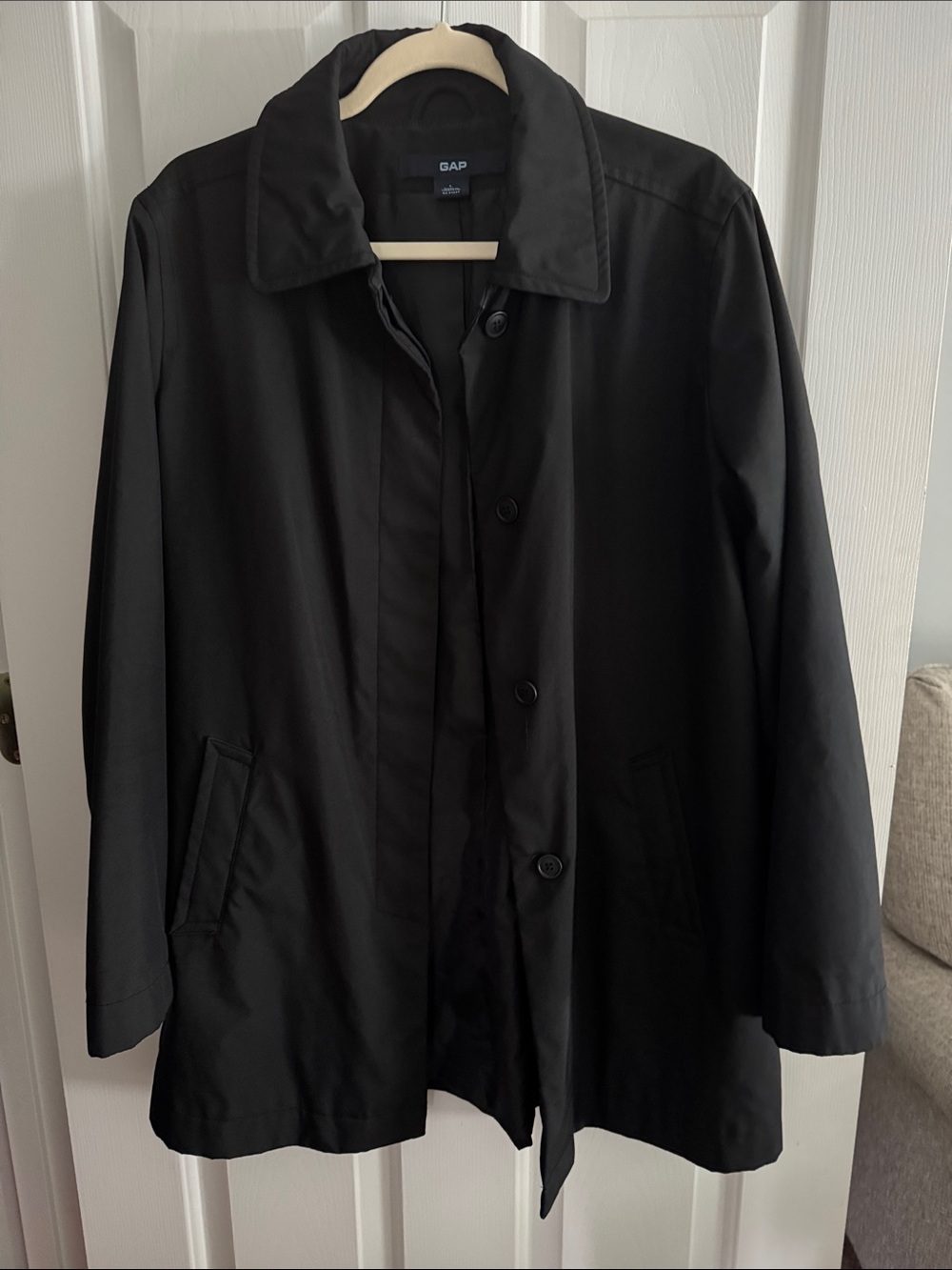 GAP Black Single-Breasted Trench Coat